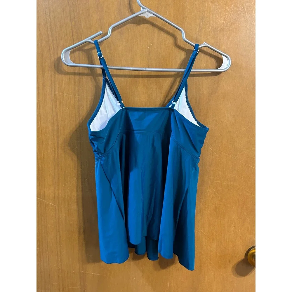 Eomenie Blue Tankini Top Medium Tie Front Adjustable Straps NWT - Picture 4 of 4